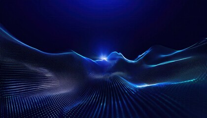 Aufkleber - Abstract Digital Wave in Blue Gradient with Flowing Dotted Lines Representing Futuristic Technology and Data Visualization Concepts