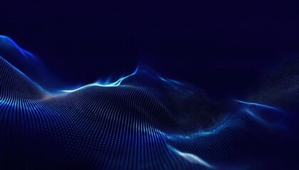 Aufkleber - Abstract Digital Wave in Blue Gradient with Flowing Dotted Lines Representing Futuristic Technology and Data Visualization Concepts