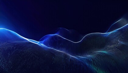 Poster - Abstract Digital Wave in Blue Gradient with Flowing Dotted Lines Representing Futuristic Technology and Data Visualization Concepts