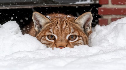 Sticker - Lynx hiding in the snow