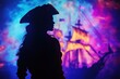 © nik_yurginson - Vibrant pirate shadow theatre performance captivating the audience at sunset