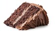 © กาซือมะ สาและ - A delicious slice of chocolate cake with a rich frosting on a white isolated background
