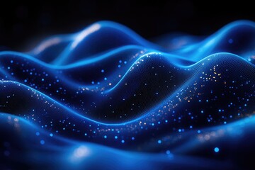 Poster - A close-up shot of a wave of blue lights