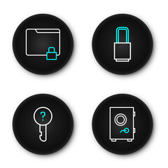 Poster - set line safe, undefined key, lock and folder and lock icon. vector