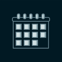 Poster - Line Calendar icon isolated on black background. Event reminder symbol. Flat filled outline style with shadow. Vector