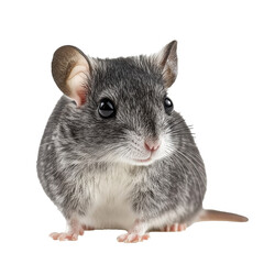 Wall Mural - Cute gray mouse with large eyes poses for camera