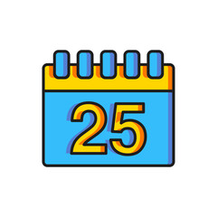 Poster - Color Calendar icon isolated on white background. Event reminder symbol. Flat filled outline style with shadow. Vector