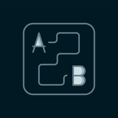 Poster - line route location icon isolated on black background. map pointer sign. concept of path or road. gp