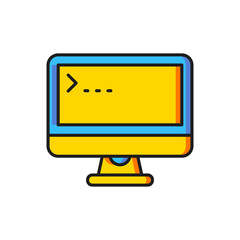 Poster - Color Computer monitor screen icon isolated on white background. Electronic device. Front view. Flat filled outline style with shadow. Vector