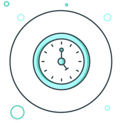 Poster - Line Clock icon isolated on white background. Time symbol. Colorful outline concept. Vector