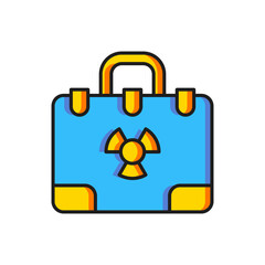 Poster - Color Radiation nuclear suitcase icon isolated on white background. Flat filled outline style with shadow. Vector