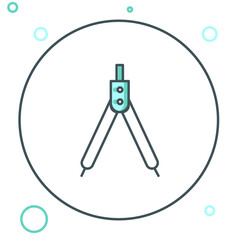 Poster - Line Drawing compass icon isolated on white background. Compasses sign. Drawing and educational tools. Geometric instrument. Colorful outline concept. Vector