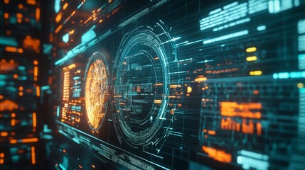 Poster - Robotic process automation or rpa isometric concept vector. Artificial intelligence robots analyze data and diagrams on dashboard virtual screens, SEO workflow isolated on purple, infographic banner