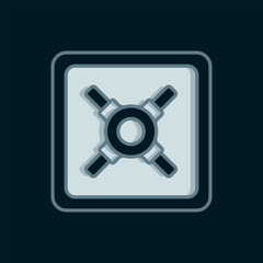 Poster - Line Safe icon isolated on black background. The door safe a bank vault with a combination lock. Reliable Data Protection. Flat filled outline style with shadow. Vector