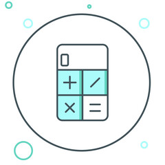 Aufkleber - line calculator icon isolated on white background. accounting symbol. business calculations mathemat