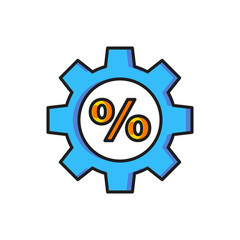 Poster - color gear with percent icon isolated on white background. flat filled outline style with shadow. ve