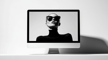 Poster - A computer screen with an online advertisement for a fashion brand on a white isolated background
