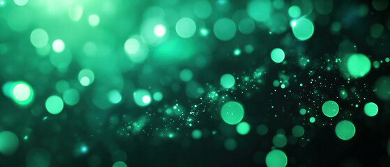 Poster - Green lens flare effects create a vibrant glow against a dark background