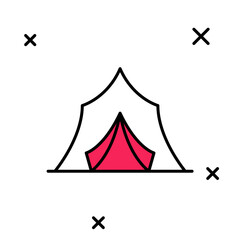 Wall Mural - Filled outline Circus tent icon isolated on white background. Carnival camping tent. Amusement park. Vector