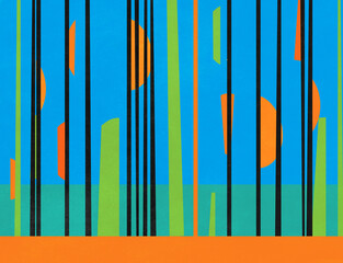Abstract Retro Dissected Shapes and Lines  Concept Illustration
