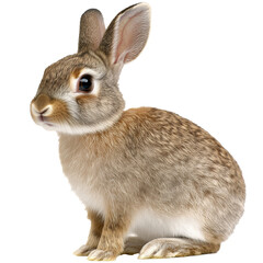 Wall Mural - Cute rabbit sitting on white background