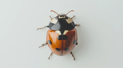 Poster - A close-up image of a ladybug on a white surface, great for illustrations or close-up shots