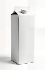 Aufkleber - Blank white juice milk box mockup isolated on white background. Empty carton packaging design template. Realistic 3D product render. Suitable for product design, branding, marketing purposes. Clean,