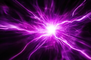 Poster - A vibrant purple light shines through a dark black space, great for use in design and art projects