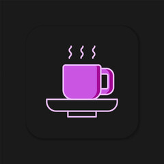 Wall Mural - Filled outline Coffee cup icon isolated on black background. Tea cup. Hot drink coffee. Flat filled outline style with shadow. Vector