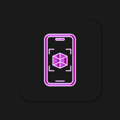 Fototapete - Filled outline 3d modeling icon isolated on black background. Augmented reality or virtual reality. Flat filled outline style with shadow. Vector