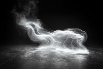 Wall Mural - A grayish-white cloud of smoke rises from the ground