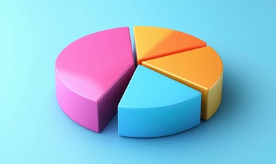 Poster - Colorful 3D Pie Chart Representation of Data Segments with Vibrant Colors and Smooth Finish