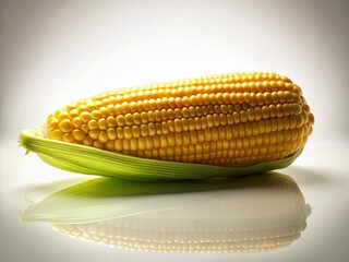 Wall Mural - Silhouette of Fresh Corn Cob Isolated on White Background - Stock Photo