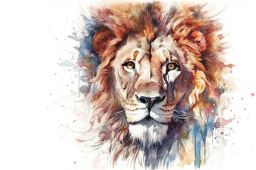 Wall Mural - lion portrait, watercolor, illustration., watercolor style,  