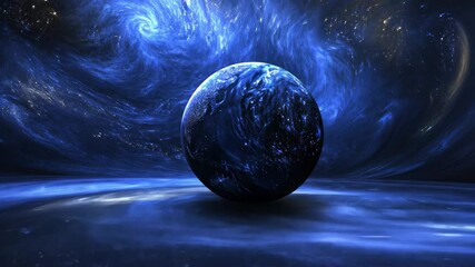 Poster - Exploration of celestial beauty with a globe amidst swirling star patterns in a mystical backdrop, background globe with swirling star patterns in mystical blue setting