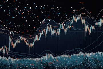 Poster - A financial chart with a mountain landscape in the background, suitable for use in business or outdoor-themed presentations