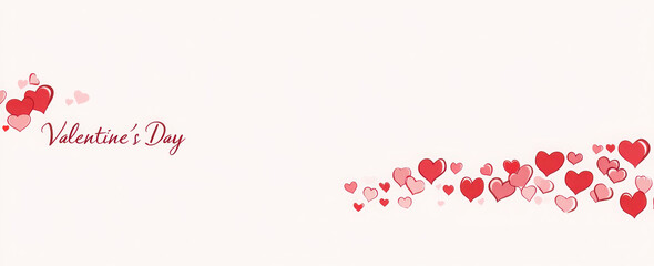 happy valentines day calligraphy banner with red hearts isolated on transparent background