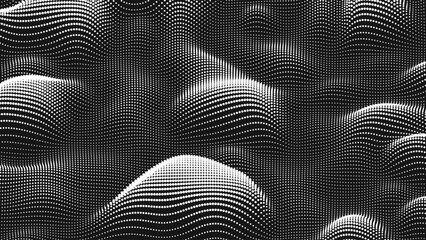 Poster - Point wave noise texture. Abstract dot background. Technological cyberspace background.