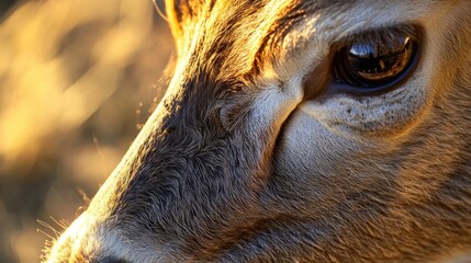 Wall Mural - A close-up shot of a deer's face with a blurred background, ideal for wildlife or nature-themed designs