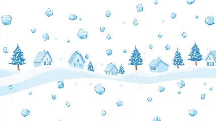 Winter village snowstorm seamless pattern