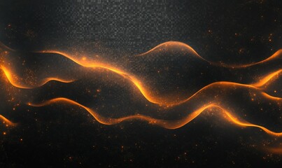 Grainy noise grunge texture on transparent background cutout with orange black waves, abstract color gradient rough background shine bright light and glow.