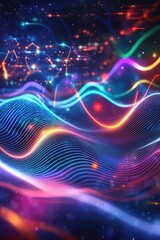 Poster - A stylized representation of a wave of light with abstract shapes and colors