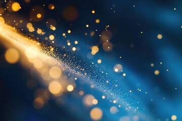 Poster - A blurry photo of a blue and yellow background with abstract shapes