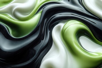 Poster - Close-up shot of a unique swirling pattern in shades of black, white, and green