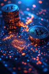 Poster - A stack of coins sits on a table, awaiting use or counting