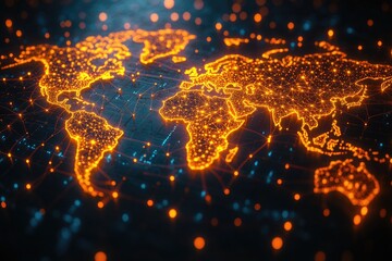 Poster - A lit world map on a dark background, perfect for use in presentations or as a visual aid