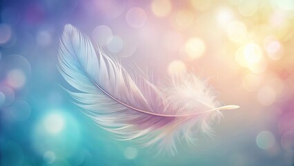 Wall Mural - Soft pastel feather silhouette on gentle abstract background with subtle gradient and muted tones colors, gradient