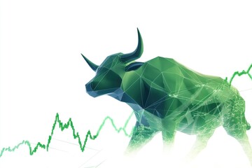 Poster - A bull standing in front of a stock chart, symbolizing financial success and growth