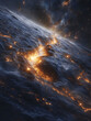 © Crealif76 - Fiery volcanic eruption on an alien planet's surface, seen from space.