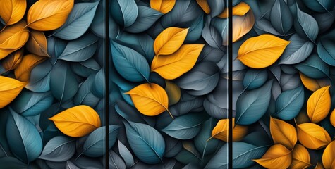 Wall Mural - a 3d abstract wallpaper adorned with golden lines, presented as a modern canvas poster.